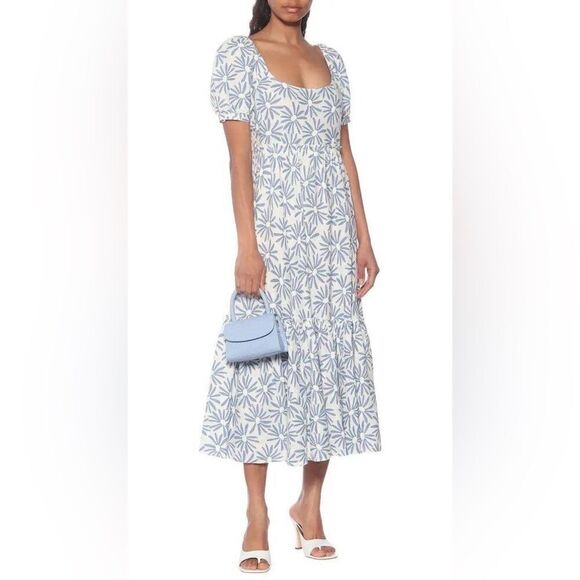 Polo Ralph Lauren Kai Floral Linen Midi Dress In Blue - Picture 3 of 9